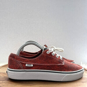Vans Shoes Mens Size 7.5 Womens 9 Red Palm Leaf Canvas Lace Up Low Top Skate